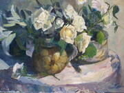 Pottery of White Roses