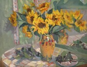 Sunflowers in Yellow Vase